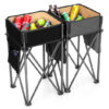 2 Pieces Folding Camping Tables with Large Capacity Storage Sink for Picnic-Black - Color: Black