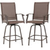 2 Pieces Patio 360 Rotation Swivel Bar Stool Set-Brown - Color: Brown