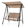 2-Seat Outdoor Canopy Swing with Comfortable Fabric Seat and Heavy-duty Metal Frame-Beige - Color: Beige