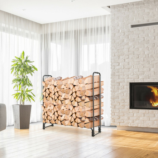 4 Feet/5 Feet/6 Feet/8 Feet Firewood Storage Log Rack-4 Feet - Color: Black - Size: 4 ft - Image 2