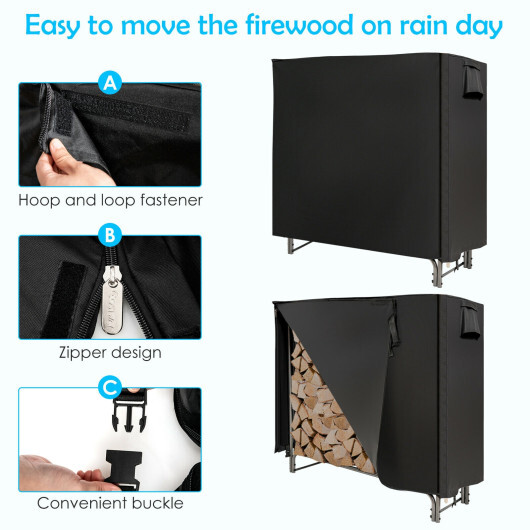 4 Feet/5 Feet/6 Feet/8 Feet Firewood Storage Log Rack-4 Feet - Color: Black - Size: 4 ft - Image 5