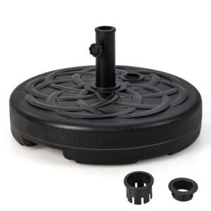 22 Inch Fillable Heavy-Duty Round Patio Umbrella Base Stand - Color: Black