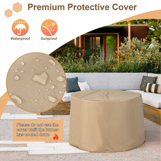 36 Inch Propane Gas Fire Pit Table with Lava Rock and PVC cover-Gray - Color: Gray - Image 3