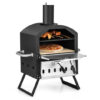 Outdoor Pizza Oven with Anti-scalding Handles and Foldable Legs-Black - Color: Black