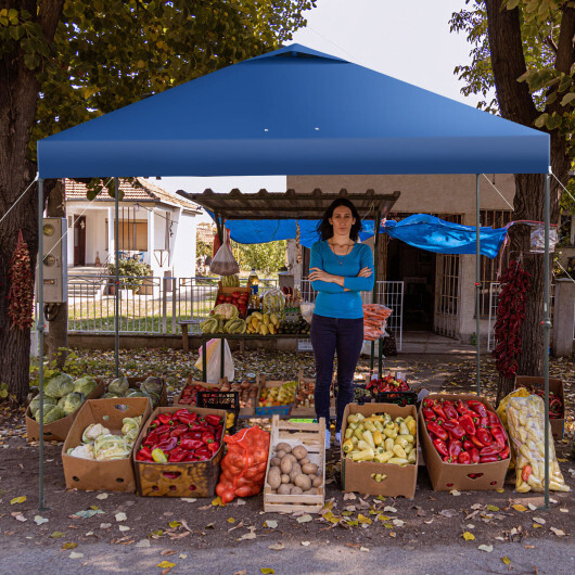 10 x 10 Feet Foldable Outdoor Instant Pop-up Canopy with Carry Bag-Blue - Color: Blue - Image 2