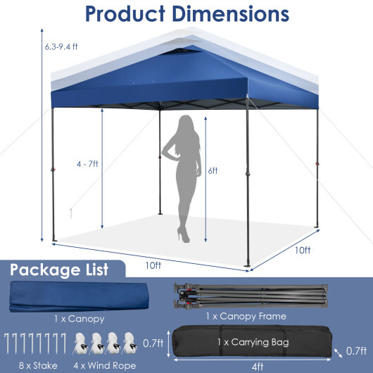 10 x 10 Feet Foldable Outdoor Instant Pop-up Canopy with Carry Bag-Blue - Color: Blue - Image 4