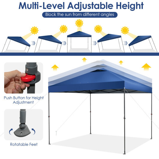 10 x 10 Feet Foldable Outdoor Instant Pop-up Canopy with Carry Bag-Blue - Color: Blue - Image 5