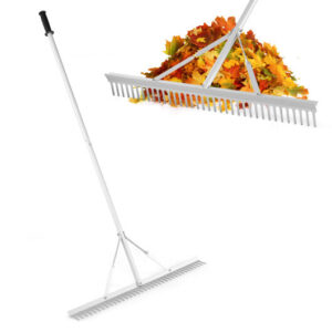 Aluminum Rake with 36 Inch Wide Rake Head and 68 Inch Long Handle - Color: Silver