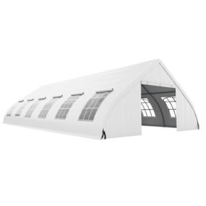 20 x 40 FT Peach Shaped Party Tent Wedding Canopy with Zipper Doors-White - Color: White