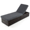 Patio Wicker Lounge Chair with 4-level Backrest and Long Seat Cushion-Brown - Color: Brown