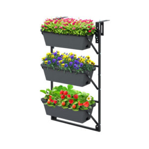 Hanging Vertical Planter Wall-mounted Adjustable with Detachable Hooks-Black - Color: Black