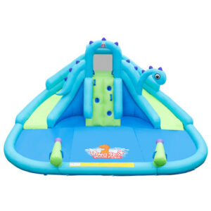 Inflatable Water Slide with Dual Slides and Large Splash Pool (Without Blower) - Color: Blue