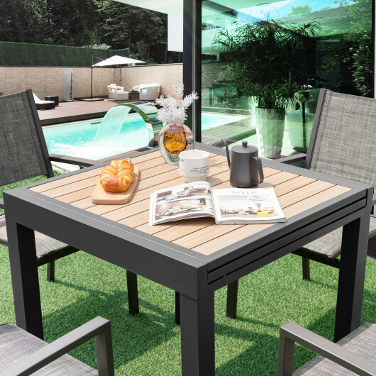 31.5-63 Inches Extendable Patio Table for 4-6 People-Natural - Color: Natural - Image 2