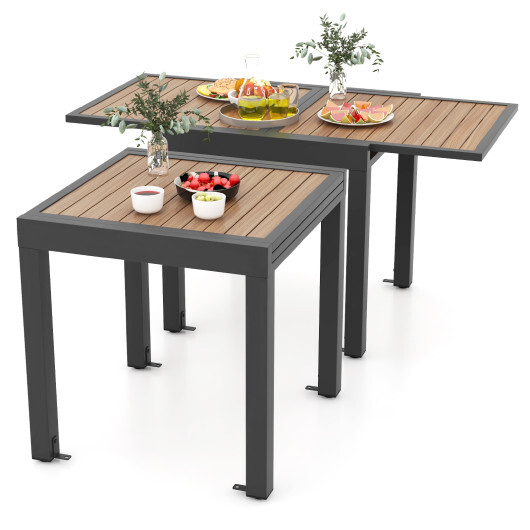 31.5-63 Inches Extendable Patio Table for 4-6 People-Natural - Color: Natural - Image 4