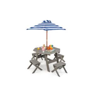 Kids Wooden Table Set for Children Aged 3+ Years-Gray - Color: Gray