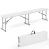 6 Feet Plastic Folding Bench Picnic Camping Dining Seat with Carrying Handle-White - Color: White - Size: 6 ft