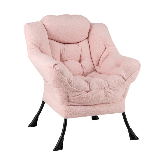 Sherpa Upholstered? Accent Chair? with Cozy Head Pillow-Pink - Color: Pink