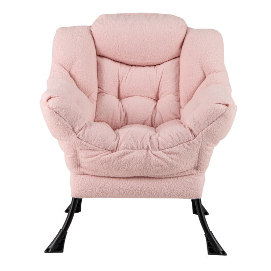 Sherpa Upholstered? Accent Chair? with Cozy Head Pillow-Pink - Color: Pink - Image 4