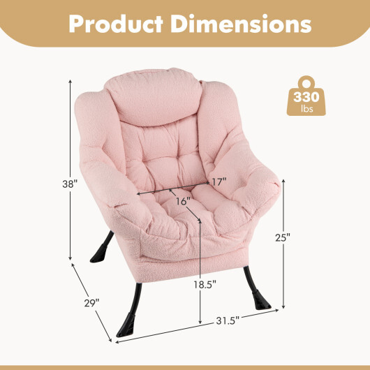 Sherpa Upholstered? Accent Chair? with Cozy Head Pillow-Pink - Color: Pink - Image 5