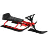Kids Snow Sled with Steering Wheel and Double Brakes Pull Rope-Red - Color: Red