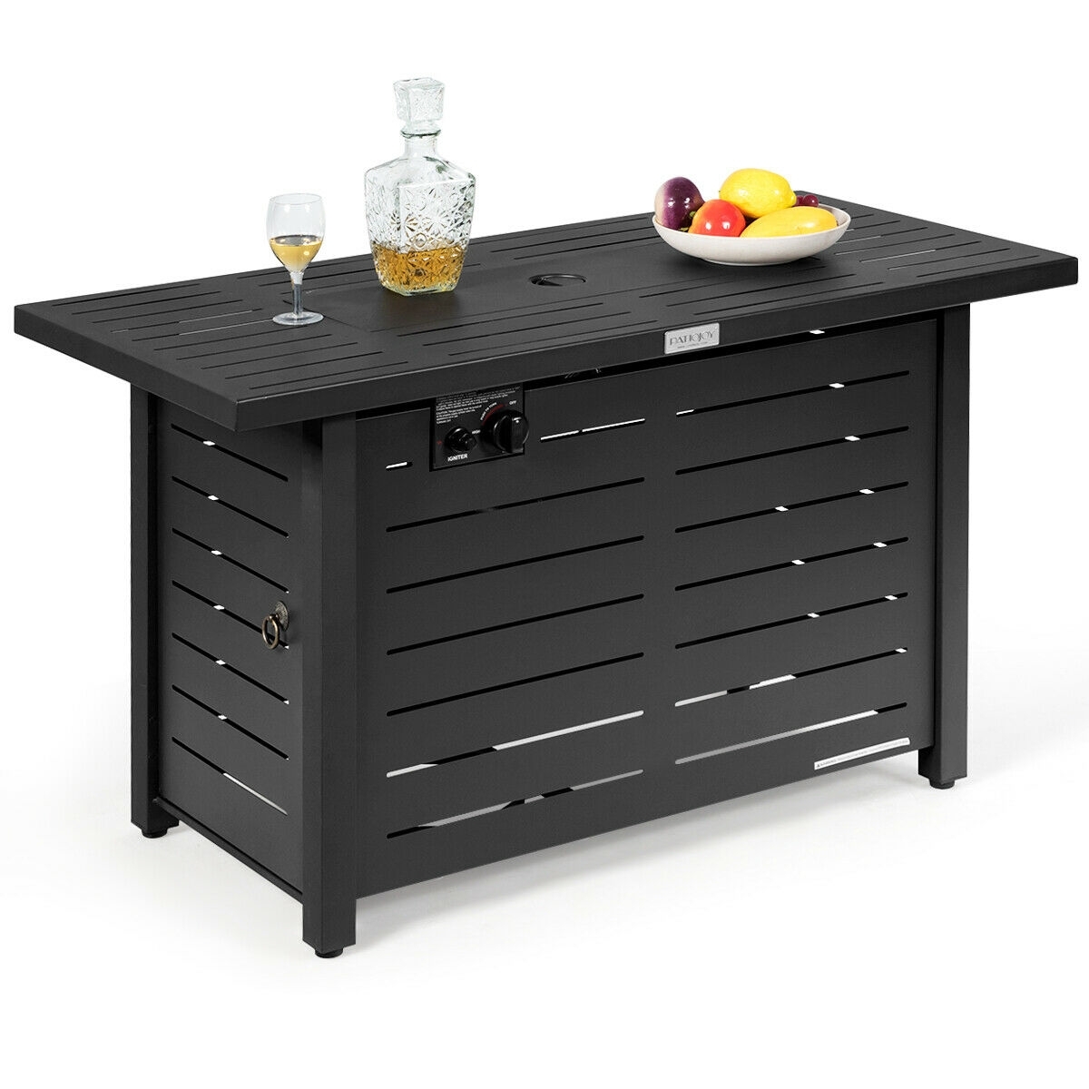 42 Inch 60 000 BTU Rectangular Propane Fire Pit Table with Waterproof Cover - Color: Black - Image 4