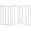 36 Inch Folding Wooden Freestanding Pet Gate Dog Gate with 360?&deg; Flexible Hinge-White - Color: White