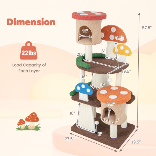 4-In-1 Cat Tree with 2 Condos and Platforms for Indoors-Multicolor - Color: Multicolor - Image 5