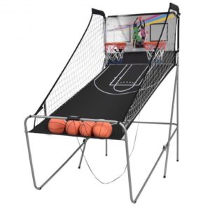 Foldable Double Electronic Basketball Game with 4 Balls Indoor - Color: Gray