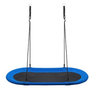 60 Inch Saucer Surf Outdoor Adjustable Swing Set-Blue+Black - Color: Blue