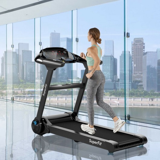 2.25HP Folding Treadmill with Bluetooth Speaker-Black - Color: Black - Image 2