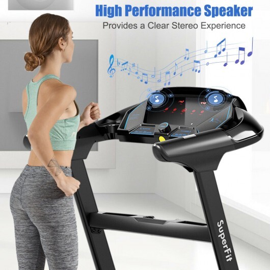 2.25HP Folding Treadmill with Bluetooth Speaker-Black - Color: Black - Image 3