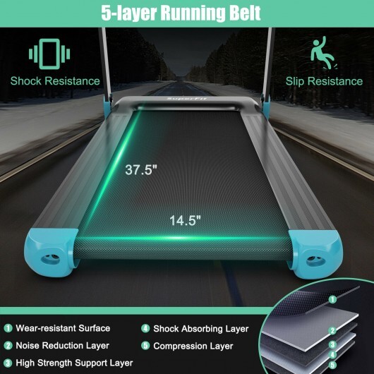 Folding Electric Compact Walking Treadmill with APP Control Speaker-Blue - Color: Blue - Image 5