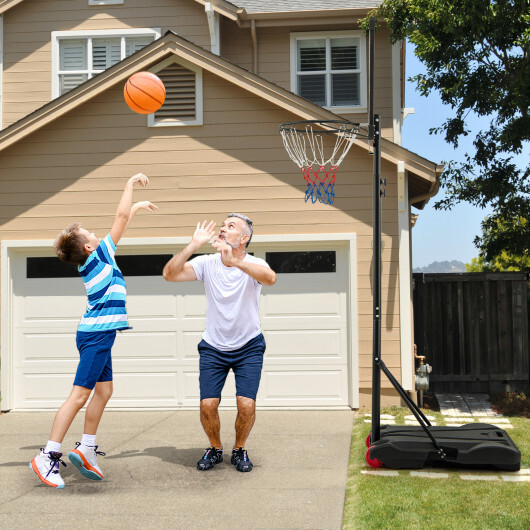 5.8-6.8 FT Basketball Hoop Height Adjustable Basketball System with Wheels and Fillable Base - Color: Black - Image 3