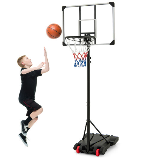 5.8-6.8 FT Basketball Hoop Height Adjustable Basketball System with Wheels and Fillable Base - Color: Black - Image 4