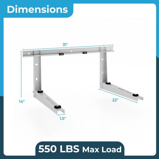 Mini Split Wall Mounting Bracket for 12000-24000 BTU Universal Ductless AC - Color: Silver - Image 5