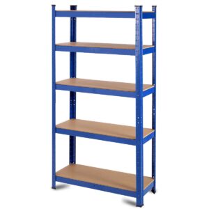 35.5 x 71 Inch Adjustable 5-Layer 2000 lbs Capacity Tool Shelf-Blue - Color: Blue