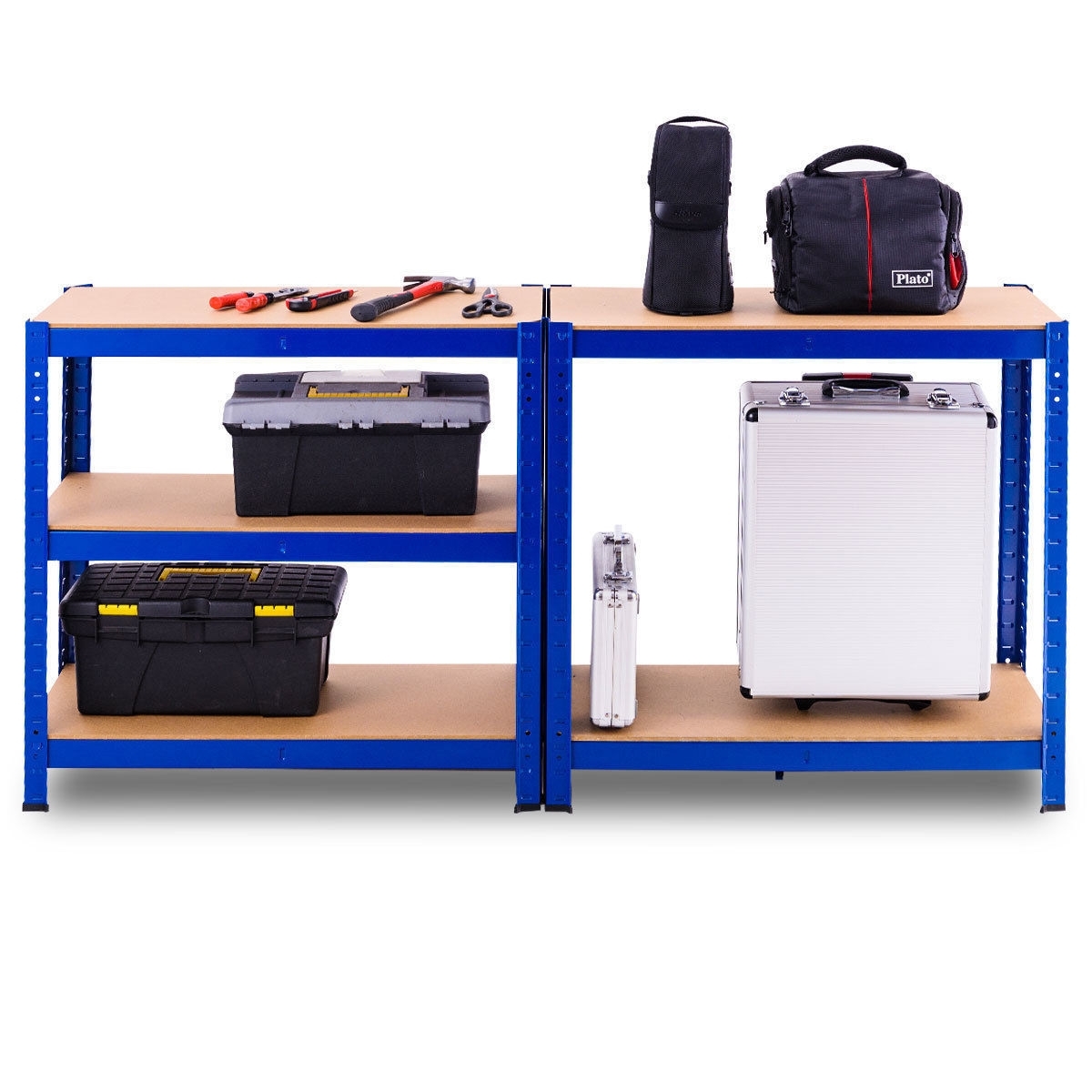35.5 x 71 Inch Adjustable 5-Layer 2000 lbs Capacity Tool Shelf-Blue - Color: Blue - Image 5