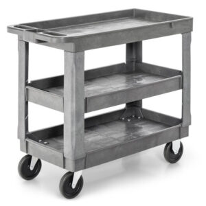3-Tier Utility Cart with 550 LBS Max Load and Adjustable Middle Shelf-Gray - Color: Gray