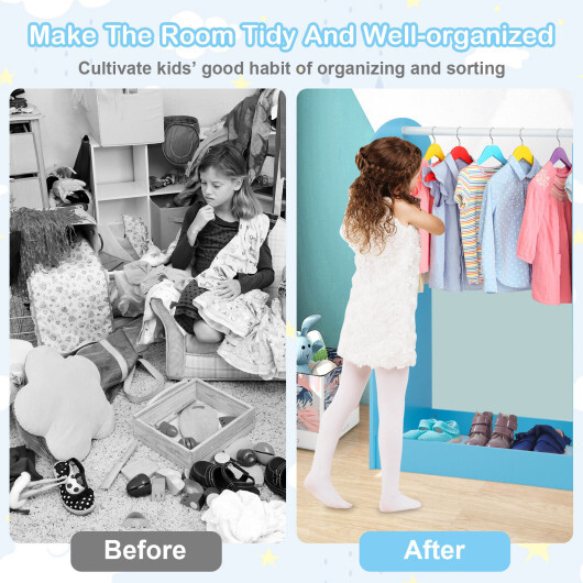 Kids Dress Up Storage with Mirror-Blue - Color: Blue - Image 5