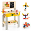 Wooden Pretend Play Workbench Set with Blackboard for Toddlers Ages 3+ - Color: Multicolor