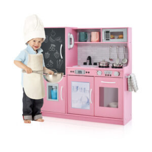 Toddler Pretend Play Kitchen for Boys and Girls 3-6 Years Old-Pink - Color: Pink