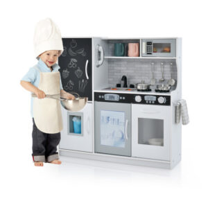 Toddler Pretend Play Kitchen for Boys and Girls 3-6 Years Old-White - Color: White