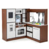 Wooden Corner Play Kitchen with Water Circulation System and Lights-Brown - Color: Brown