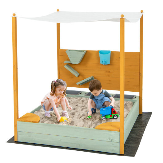 Kids Sandbox with Sand Wall w/ Removable Canopy for Kids 3-8 Years Old - Image 4