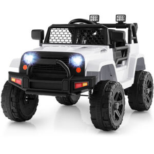 12V Kids Ride On Truck with Remote Control and Headlights-White - Color: White