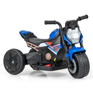 Kids Ride-on Motorcycle 6V Battery Powered Motorbike with Detachable Training Wheels-Blue - Color: Blue