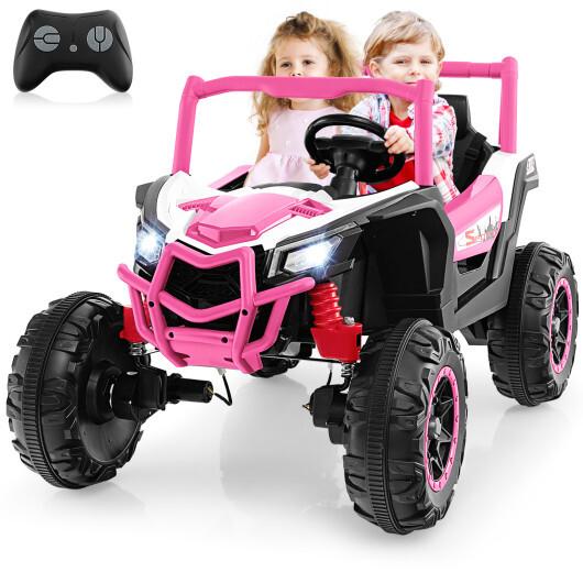 2-Seater Kids Ride on UTV with 2.4G Remote Control for over 3 Years Old Children-Pink - Color: Pink - Image 3