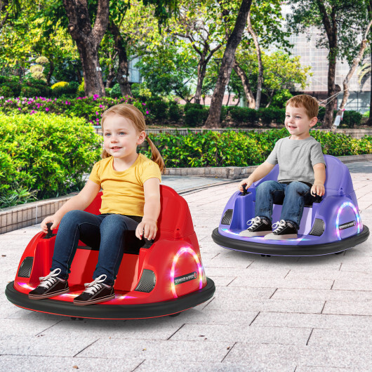 12V 360?° Ride on Bumper Car for Toddlers with Remote Control-Purple - Color: Purple - Image 2