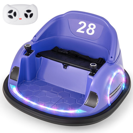 12V 360?° Ride on Bumper Car for Toddlers with Remote Control-Purple - Color: Purple - Image 3