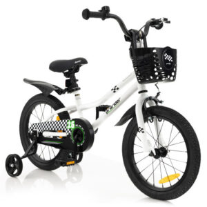 16 Inch Kids Bike with Removable Training Wheels-Black & White - Color: Black & White - Size: 16 inches